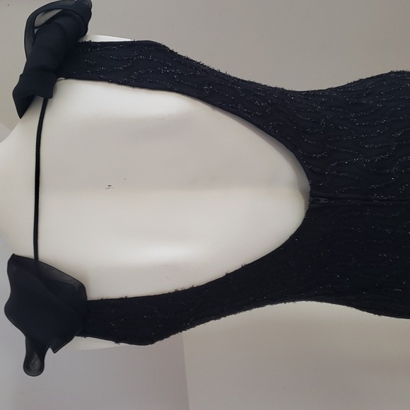 Amanda Taylor Vintage Black Beaded Sleeveless Deep Back Shawled Dress Sz 6 - Picture 9 of 16